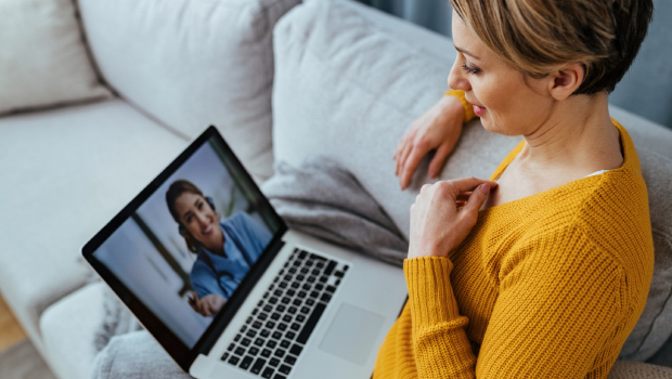 Photo of a telehealth session.