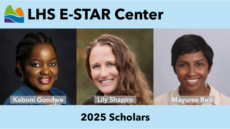 2025 LHS E-STAR Scholars Kaboni Gondwe, Lily Shapiro, and Mayuree Rao