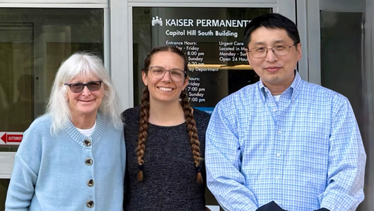 L to R: Bev Green, Jess Mogk, and Stanley Shyn at Kaiser Permanente Washington’s Capitol Hill Medical Center