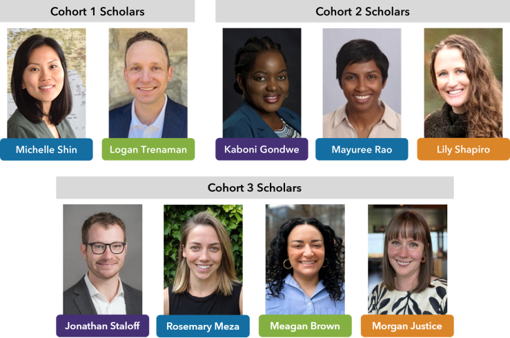 Cohorts 1, 2, 3 Headshots of 9 E-STAR scholars